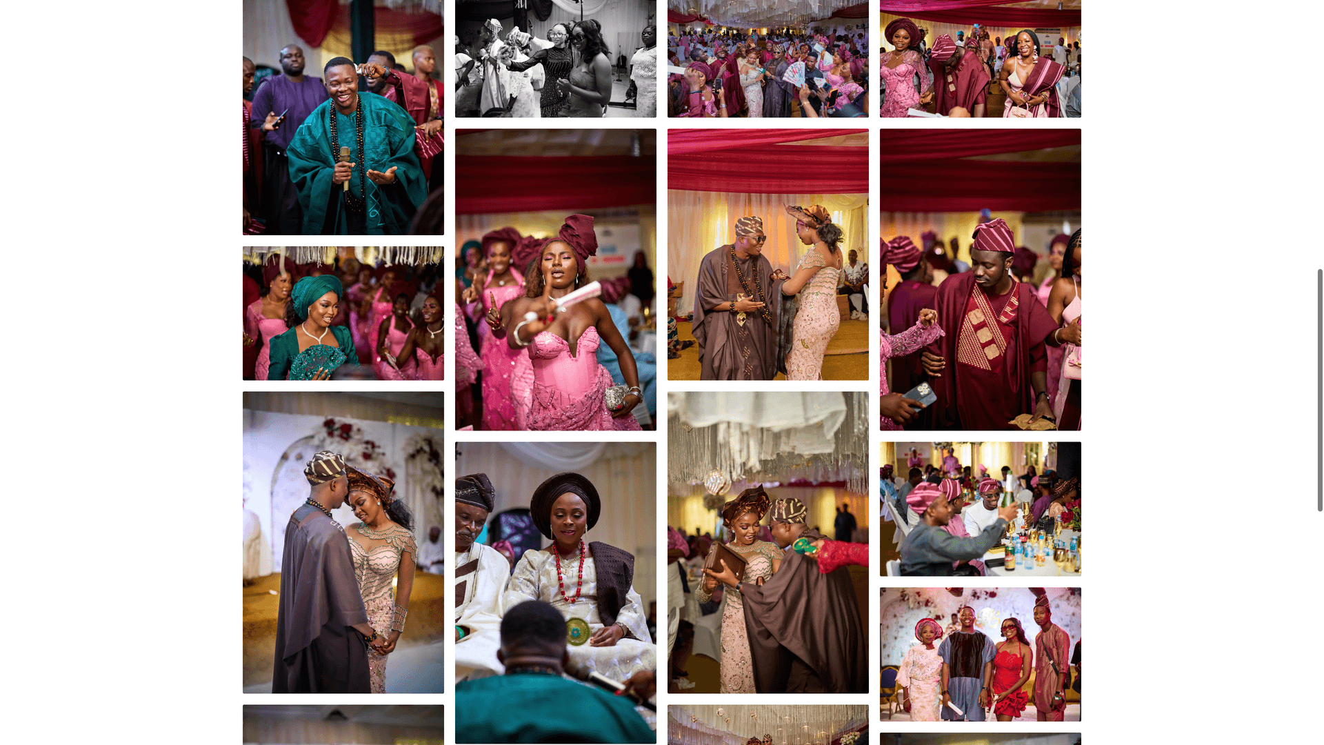 Beautiful masonry photo grid showing wedding photos